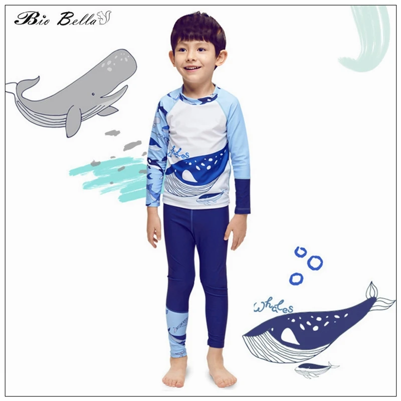 

Купальник-бикини детский с длинным рукавом и принтом Кита, 2022