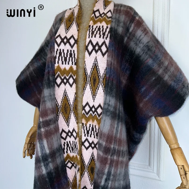 WINYI Африканский принт Зимний кардиган макси женское кимоно Модное праздничное