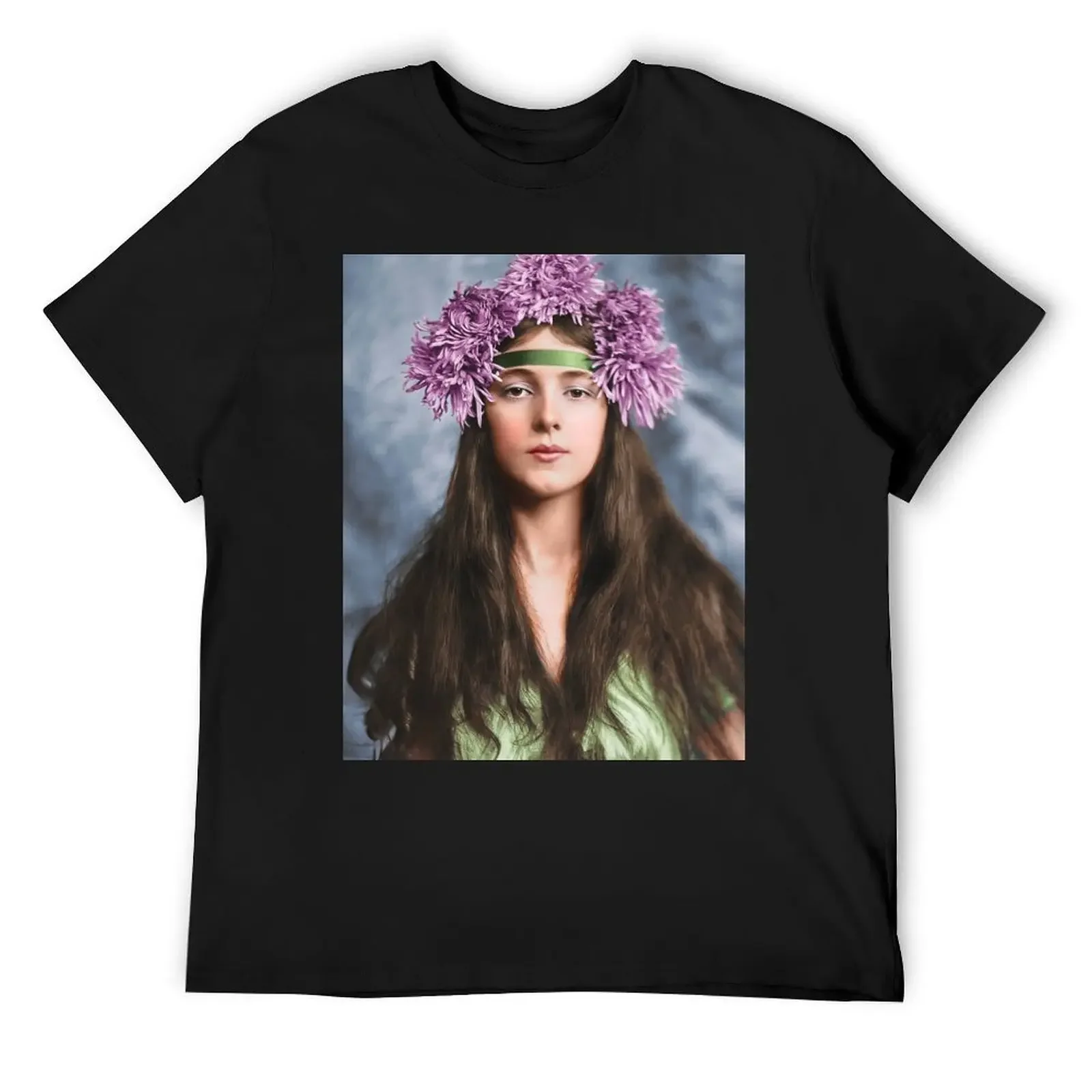 Эвелин Несбита с хризантемами на голову - Восстановленное и раскрашенное старое