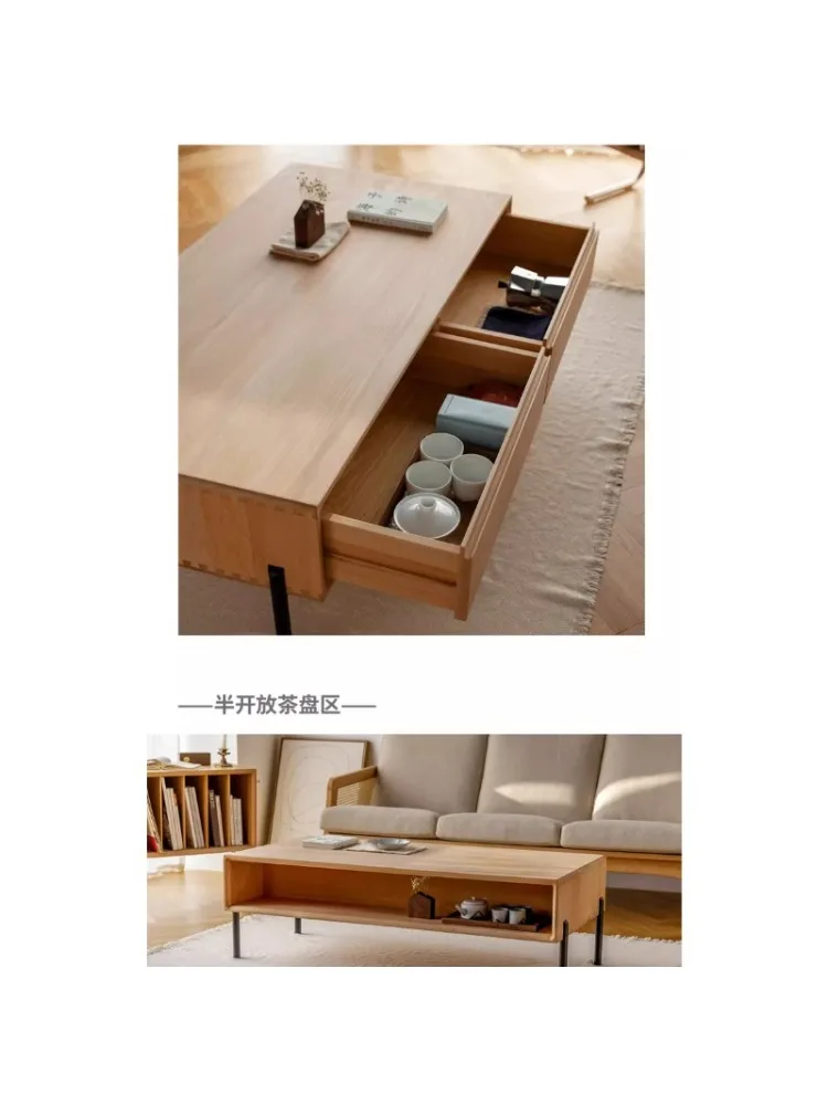 Простой скандинавский чайный столик из черного ореха и дерева прямоугольный