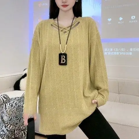 Модная дизайнерская трикотажная нижняя рубашка с длинным рукавом средней длины