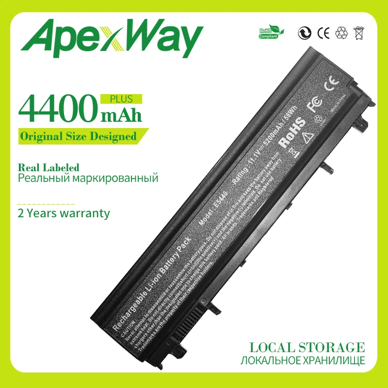 ApexWay 4400mAh E5440 Аккумулятор для ноутбука Dell Latitude E5540 3K7J7 970V9 9TJ2J N5YH9 451-BBID 451-BBIE 451-BBIF 312-1351 VV0NF