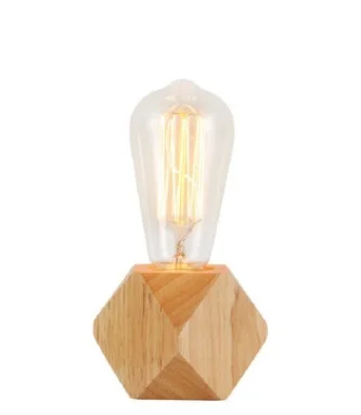 

For home / bedroom / living room decoration EU plug wooden base modern table lamp E27 wooden table lamp diamond bedside lamp