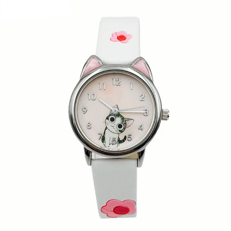 

Hot Arrive Cute Cheese Cat Pattern Kids Watches Girls Quartz Analog Child Watches for Women Student Clock Gift Relogio Feminino