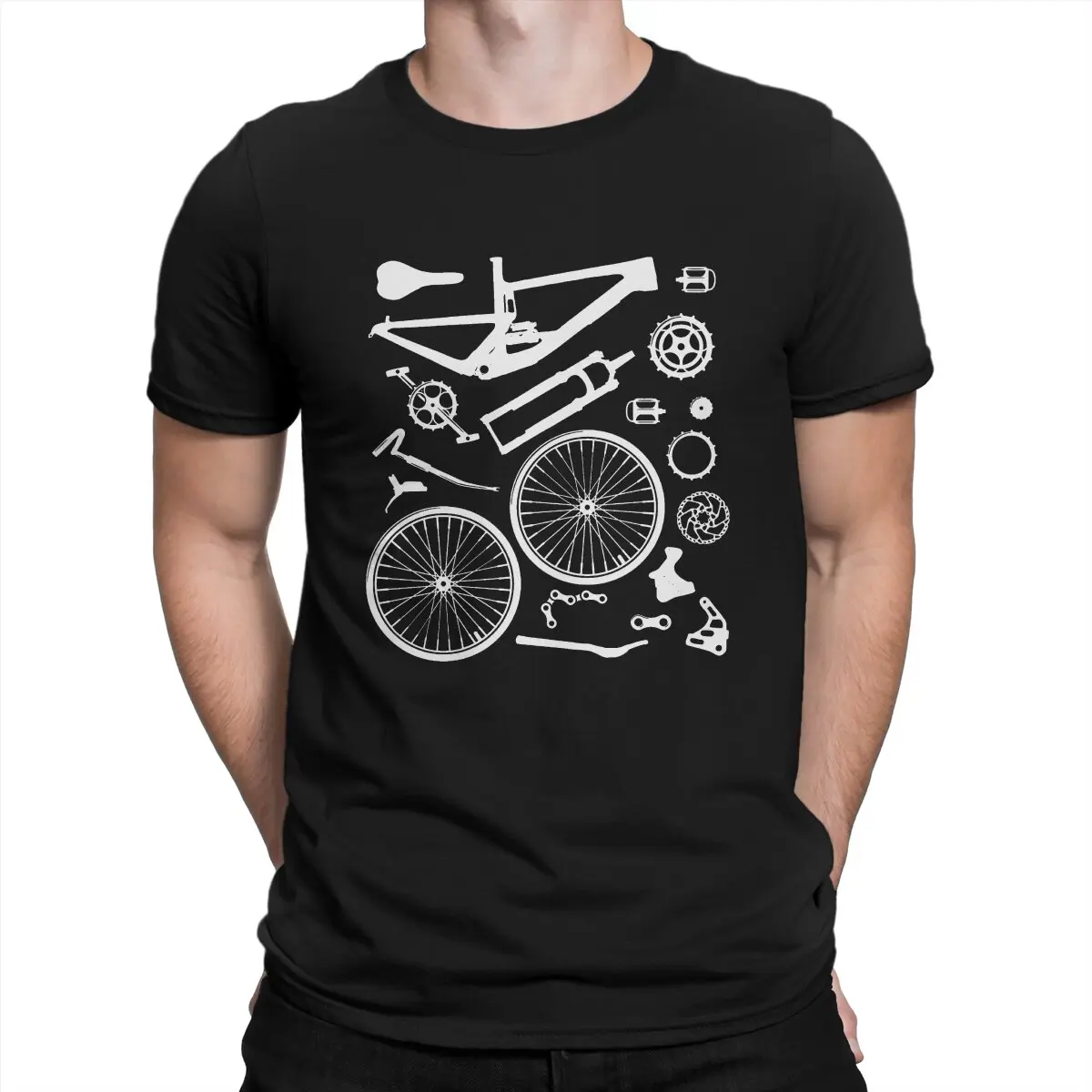 Men Mountain Parts T Shirt Santa Bike Cruz 100% Cotton Cloth