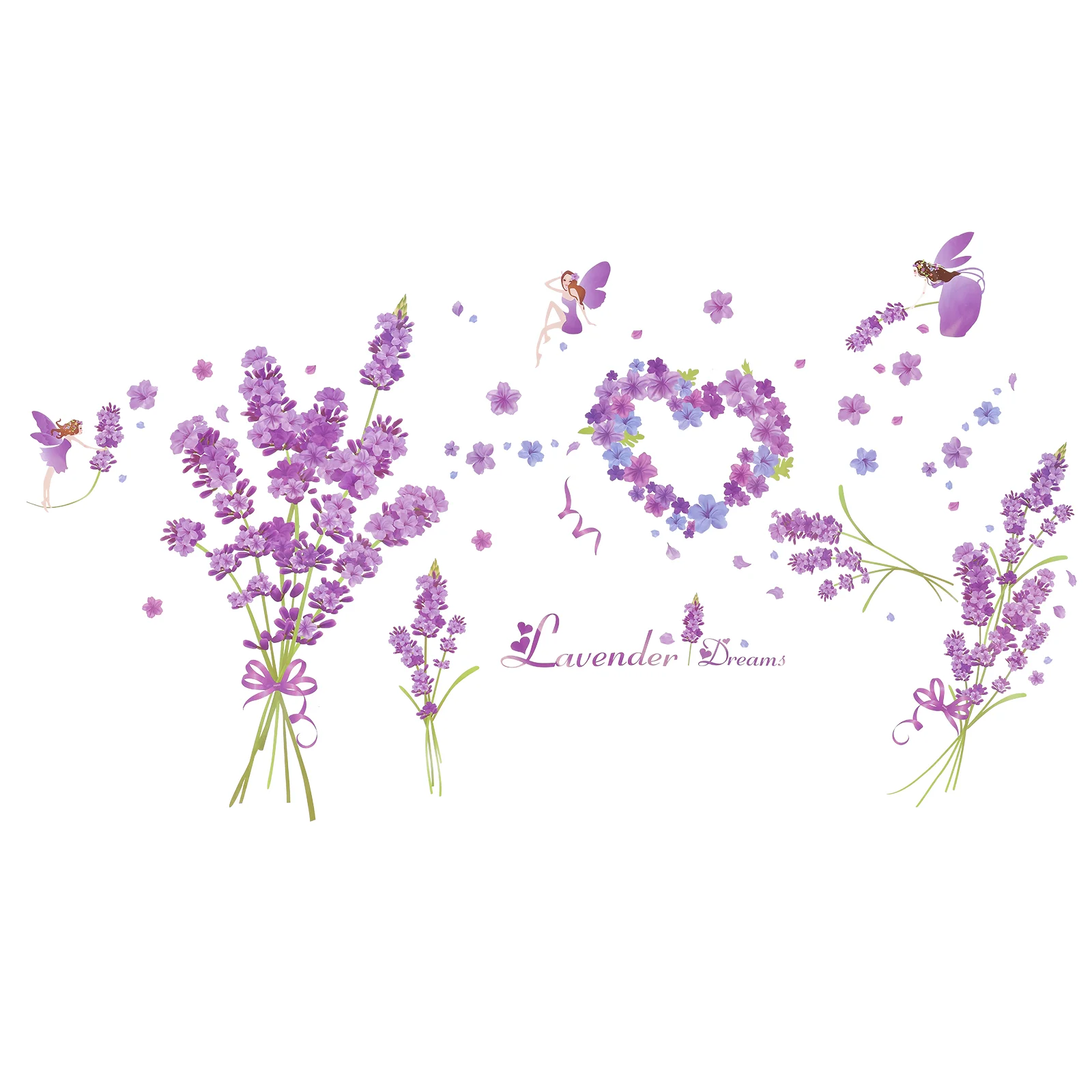 

Wall Stickers Decals Lavenderpurple Flowers Decor Vinyl Clings Nursery Bedroomremovable Sticker Flower Background Decal Bathroom