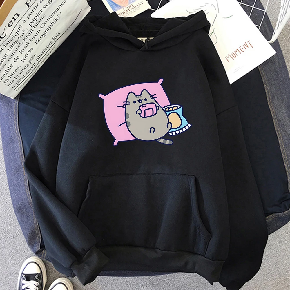 

Chubby Cat It's Playing A Game Oversized Hoodie MEN Kawaii/Cute Casual Long-sleeved Sweatshirt Four Seasons Sense of Design Soft