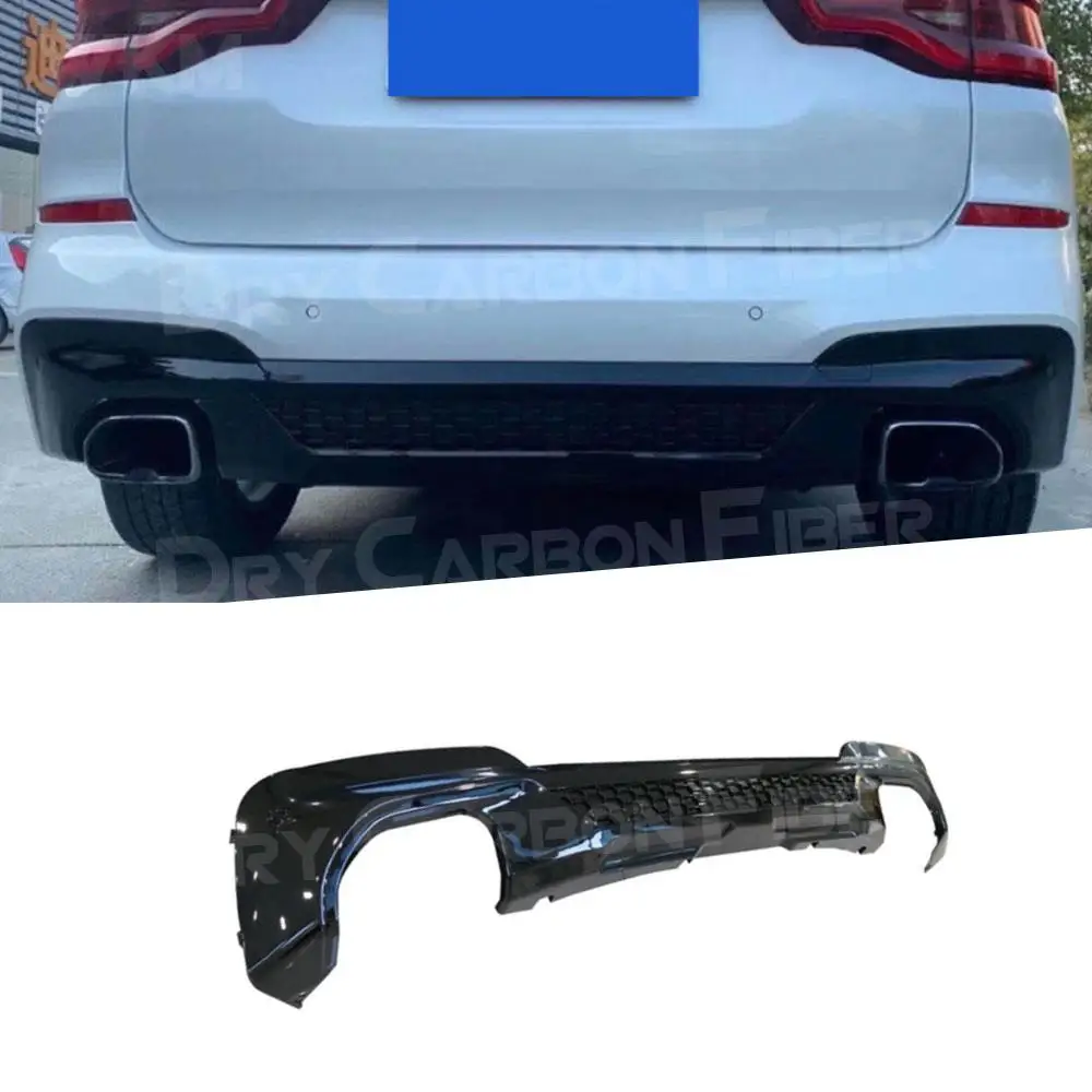 الكربون نظرة ABS OO-OO شفة ممتصة للصدمات خلفية لسيارات BMW X3 G01 م الرياضة 2018 - 2021 لمعان الأسود الخلفي الناشر الوفير الشفاه