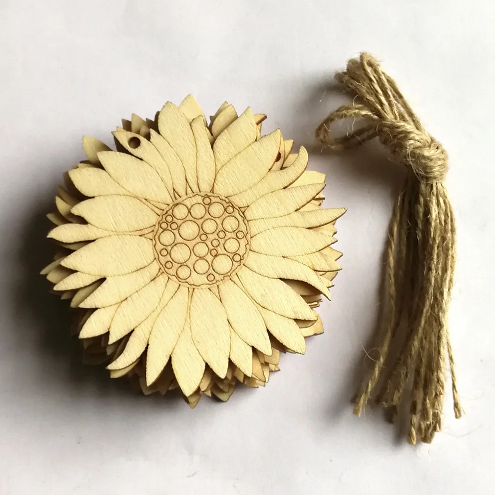 

Wood Flower Wooden Sun Diy Slice Ornaments Slices Sunflower Embellishments Unfinished Craft Gift Cutouts Pieces Mini Chip Tag