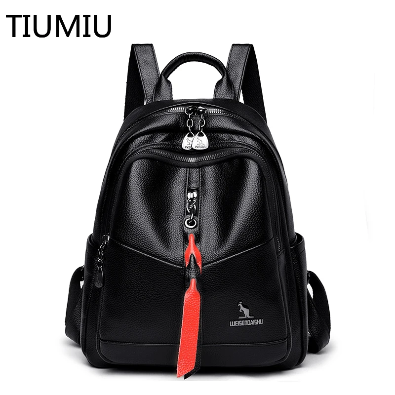 

Classic PU Leather Ladies Backpack Elegant Trendy Girly Travel Bag Soft Mochilas Feminina Preppy Handbag Fashion 2021 New Series