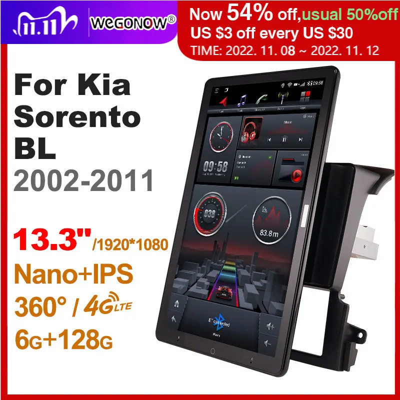 

13,3 дюймовый Ownice 1Din Android 10,0 автомобильное радио 360 панорама для Kia Sorento BL 2002-2011 GPS автомобильный аудио плеер SPDIF 4G LTE без DVD