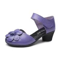 sandales femme purple luxury leather sandals women 2022 elegant shoes woman floral heeled sandals ladies block heel summer shoes