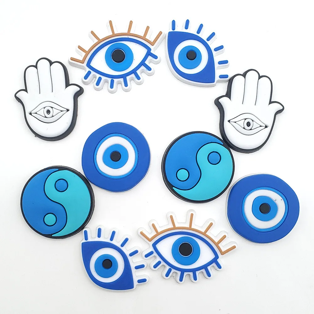 Hot sell 10pcs/set Jibz Evil Eye Shoe Charms Decoration Designed For Croc charms Sandals Garden Shoe Accessories For Kids Gifts
