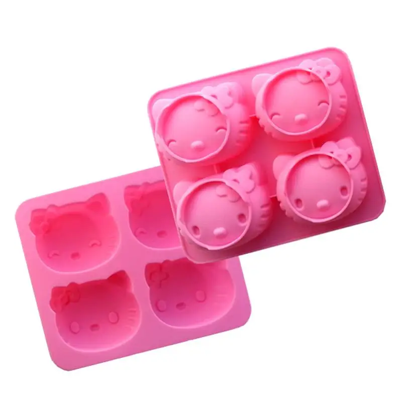 

Non-stick 4/6 even Cartoon Kitty cat Ice lattice pudding Jelly Cake Mold handmade soap molds cat silicone cake mold