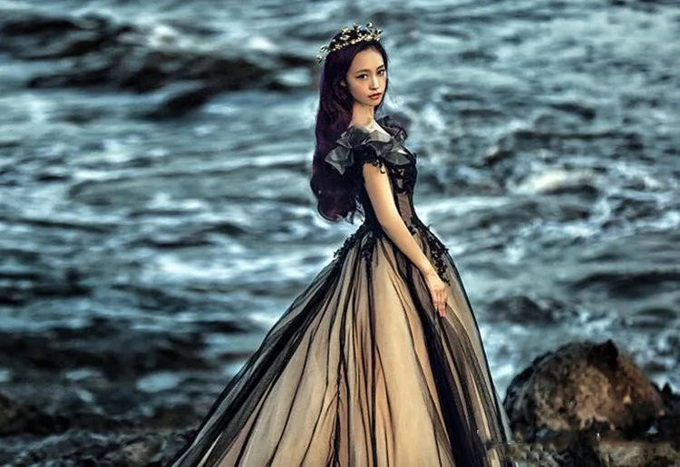 Женское платье с открытыми плечами готическое пляжное свадебное цвета