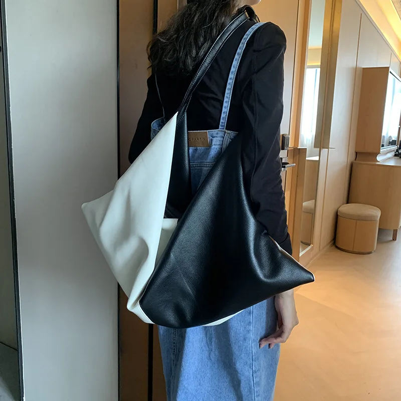 

Новая модная нишевая дизайнерская сумка-тоут в минималистском стиле, Большая вместительная ручная сумка через плечо для подмышек, простая мягкая кожаная сумка
