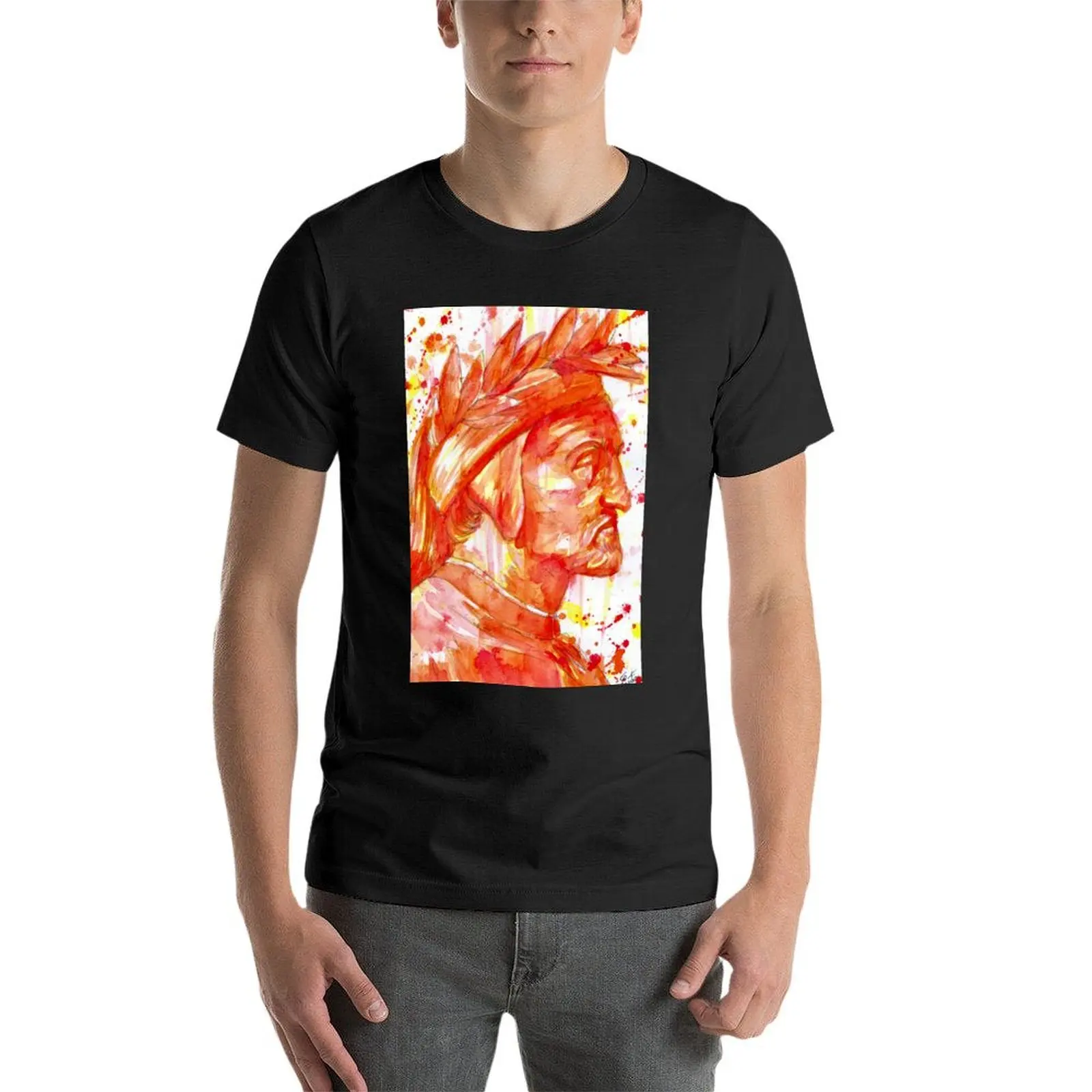 Футболка DANTE ALIGHIERI - after Рафаэль-портрет акварели Аниме фигурки кавайная одежда