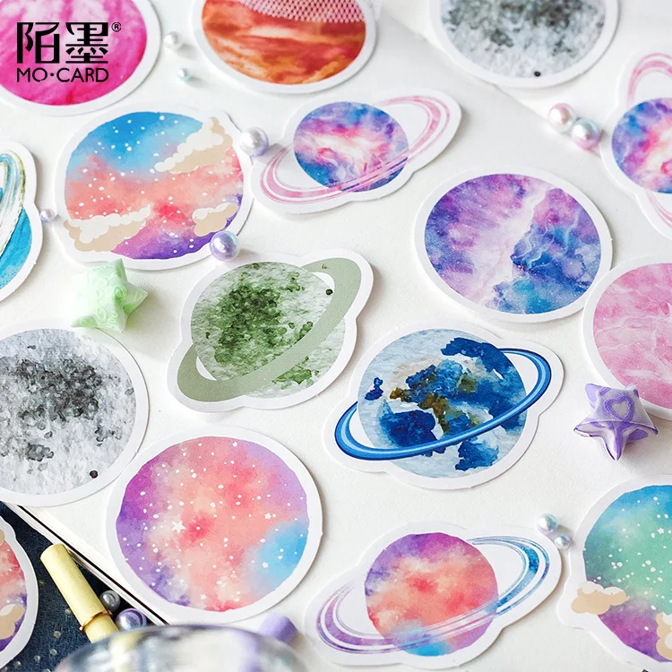 45pcs/pack 32nd Planet Creative Handbook Decoration Special-shaped Sealing Sticker Vivid Pritning | Stationery