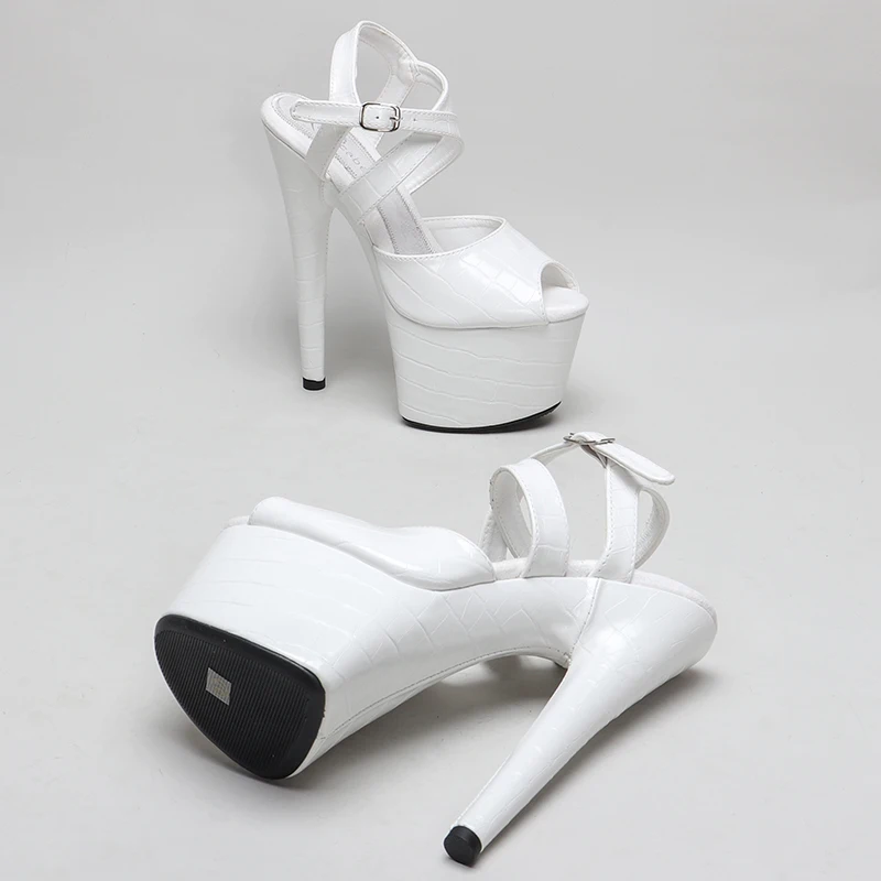 Leecabe 17CM/7Inch PU  upper  sexy exotic  platform High Heels  Pole Dancing sandals Shoes