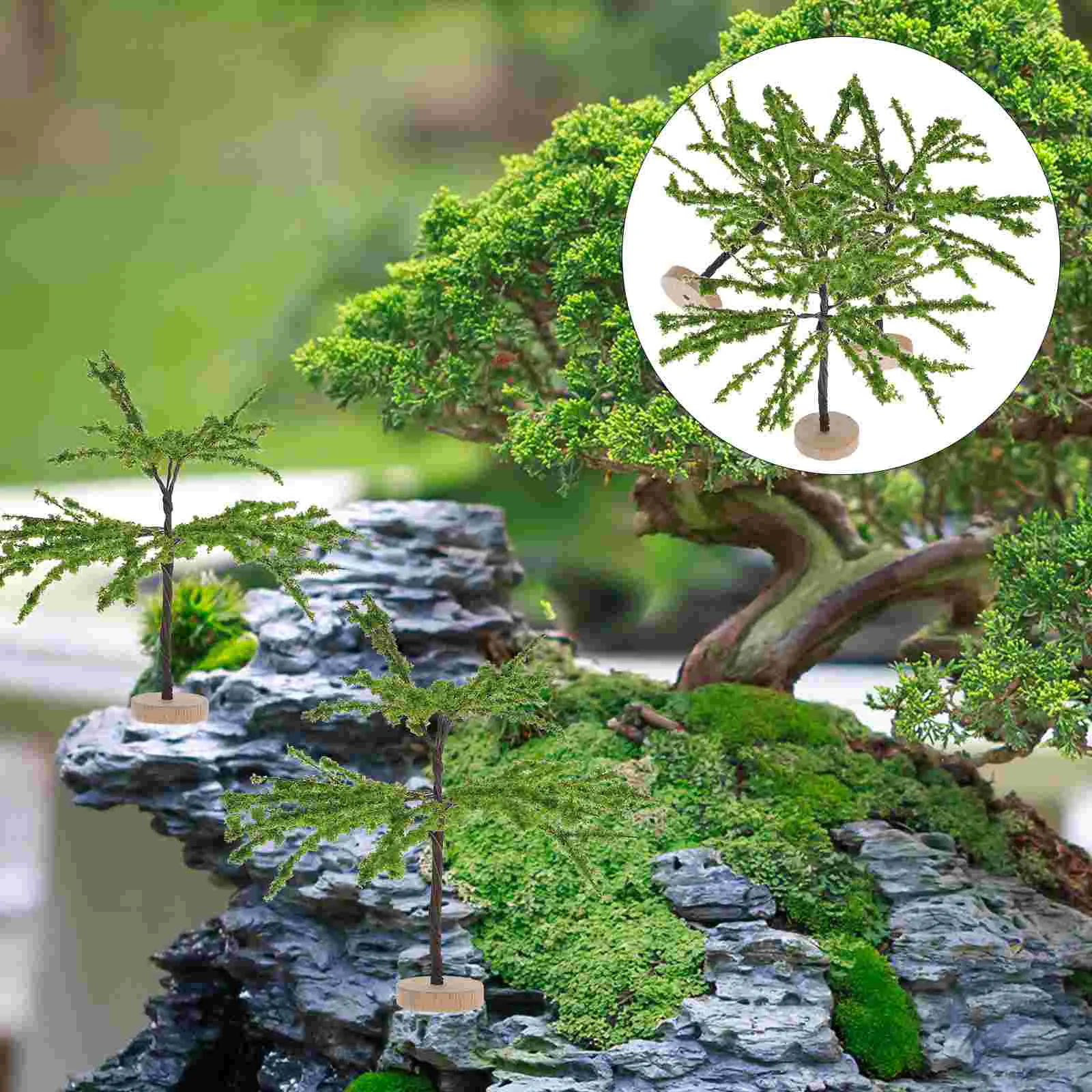 

3 Pcs Mini Plants Simulated Tree Scene Layout Model Adornment Fake Trees Sand Table DIY Train Scenery Plastic