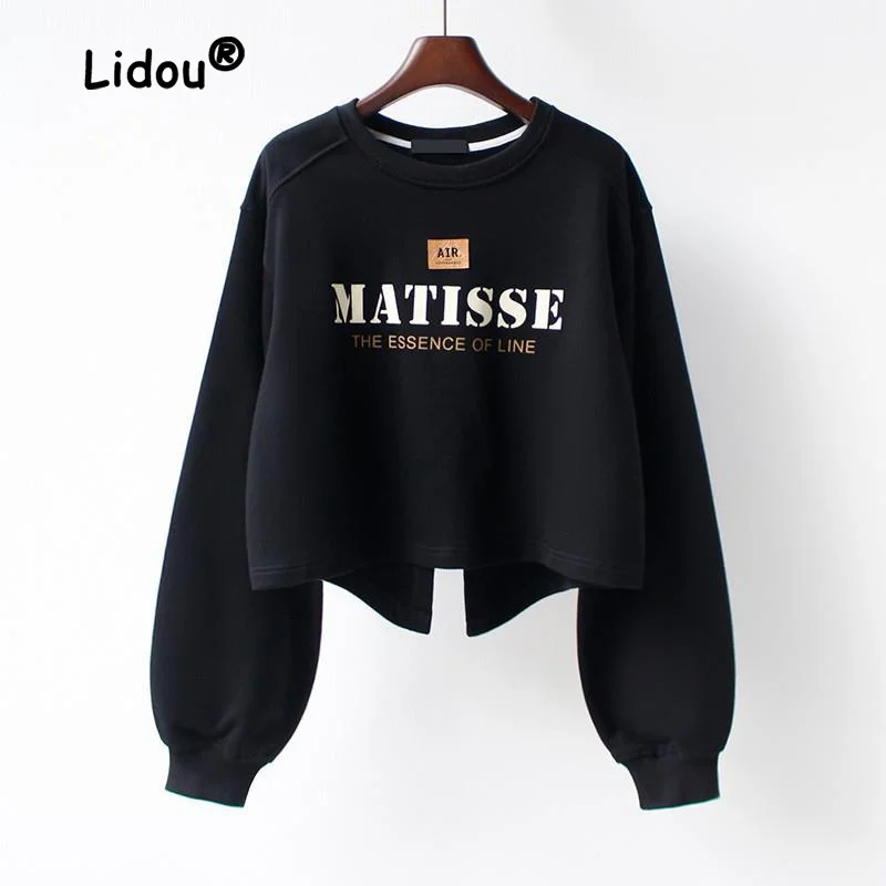 

Fashion Harajuku Printing Letter Sweatshirts New Long Sleeve O-collar All-match Loose Casual Pullover Lady Top