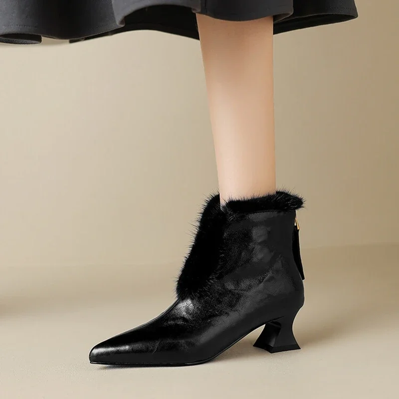 НОВЫЕ осенне-зимние женские ботинки женская обувь из натуральной кожи на каблуке