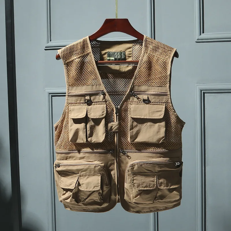 

Summer Tide And Vest Thin Jacket Tooling Vest Functional Tactical Brand Men's Tide Multi-pocket Vest Hollow Wind Spring