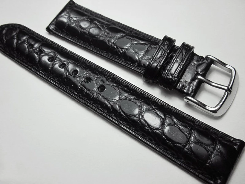 

18 19 20 21 22mm High-end cozy Men women Handmade watchband Alligator strap black Crocodile skin Genuine Leather watch Belt