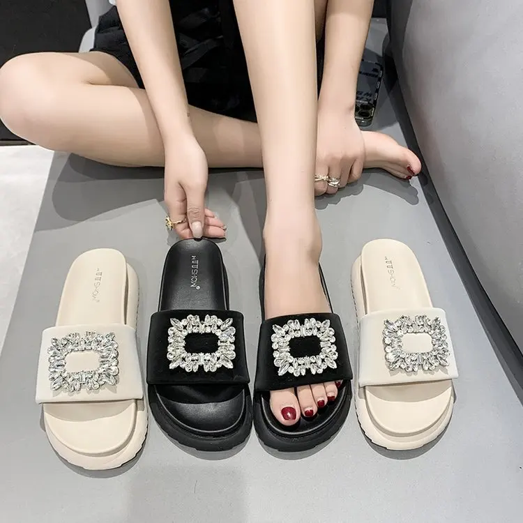 

Shoes Slippers Flat Low Luxury Slides Jelly Flip Flops Women Thongs Pantofle Soft Designer Glitter Hawaiian 2022 Summer PVC Hoof