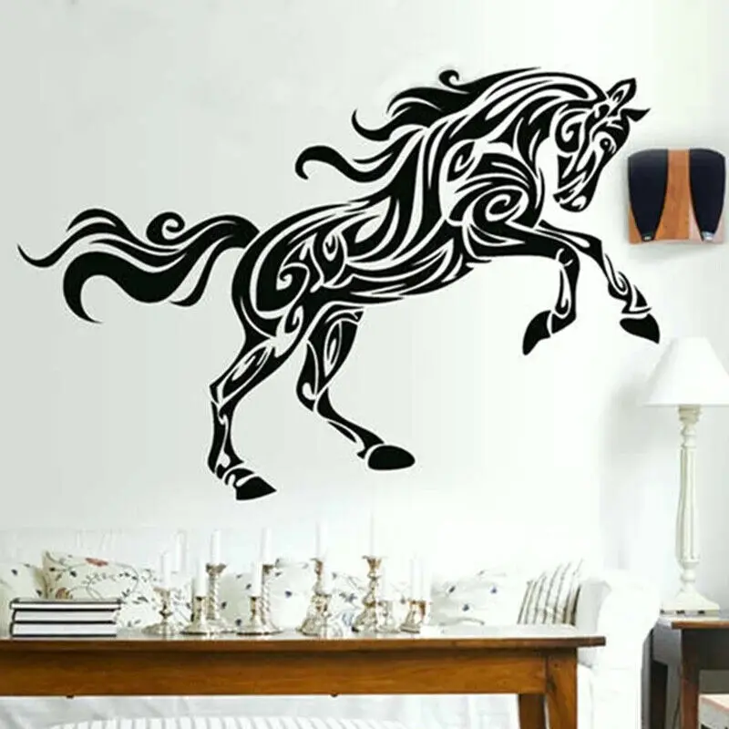 Большой размер абстрактный узор лошади водостойкий винил искусство лошадь