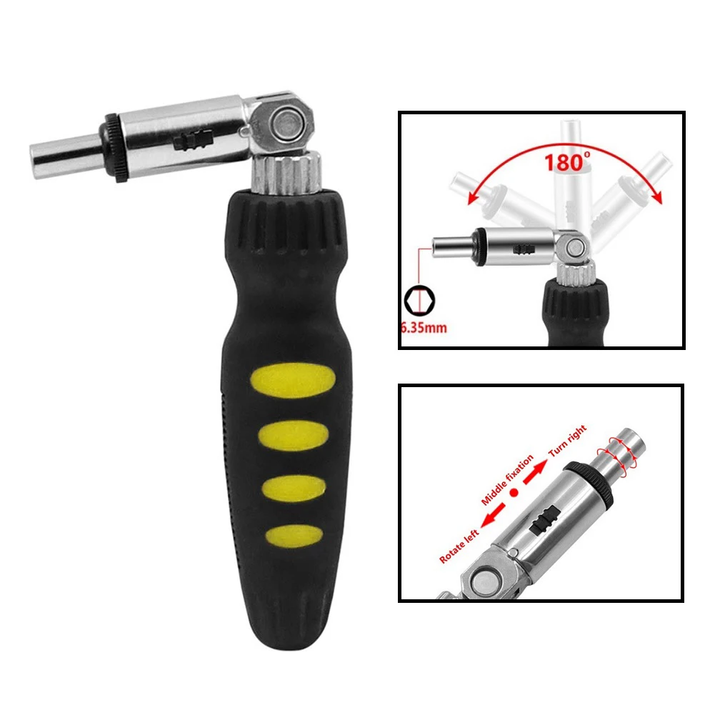 

1/4 Hex Interface Ratchet Screwdriver Foldable 180 Degree Rotate T type Screwdriver Strong Magnet for Tight Suction