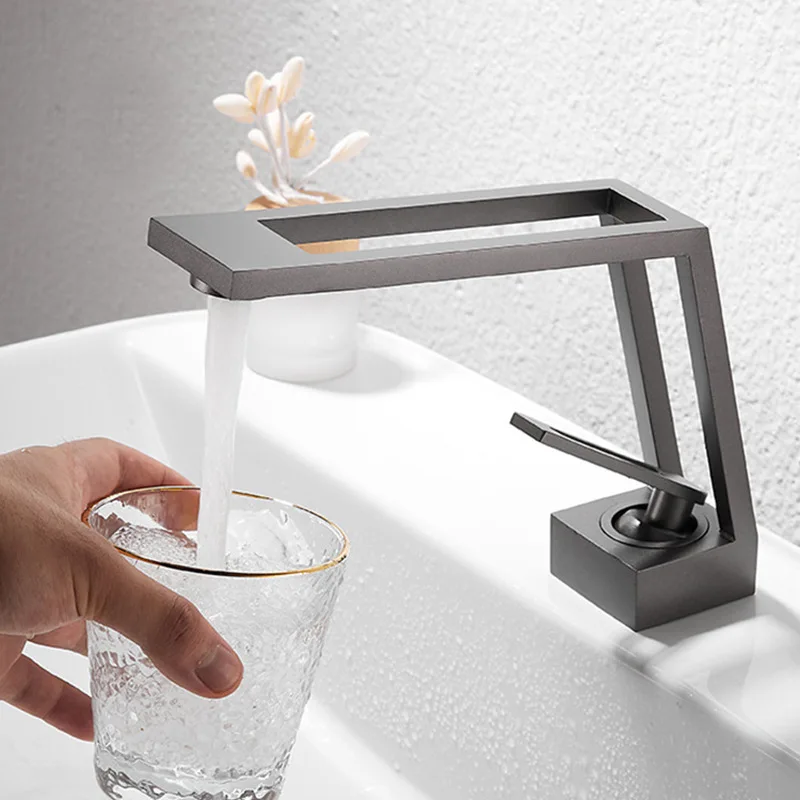 

Bathroom Basin Faucet Fashion and Special Hollow Design Sink Hot Cold Water Mixer Tap Deck Mounted Single Hole Faucet