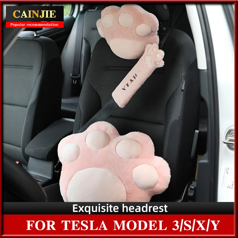 

For Tesla Model 3/Y 2022 Accessories PP Cotton Headrest Travel Pillow Neck Support Bracket Seat Cover Car Seat Cushion