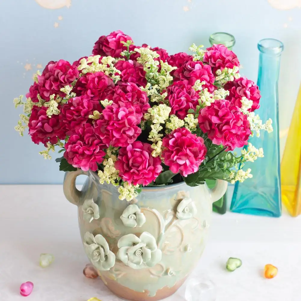 

1 Bouquet Fake Flowers Charming Long-lasting 5 Heads Realistic Artificial Hydrangea Bouquet Garden Supplies