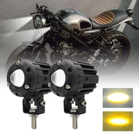 super bright 3d 30w led motorcycle headlight auxiliary light universal dual color off road spotlight hilo beam fog lamp 12v 24v