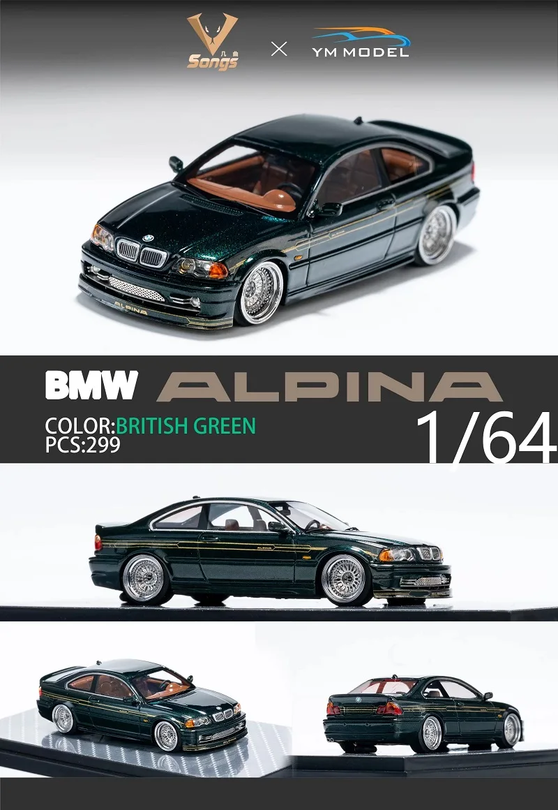 

Songs x YM Model 1:64 E46 ALPINA B3 Trenton Blue / British Green Resin Model Car