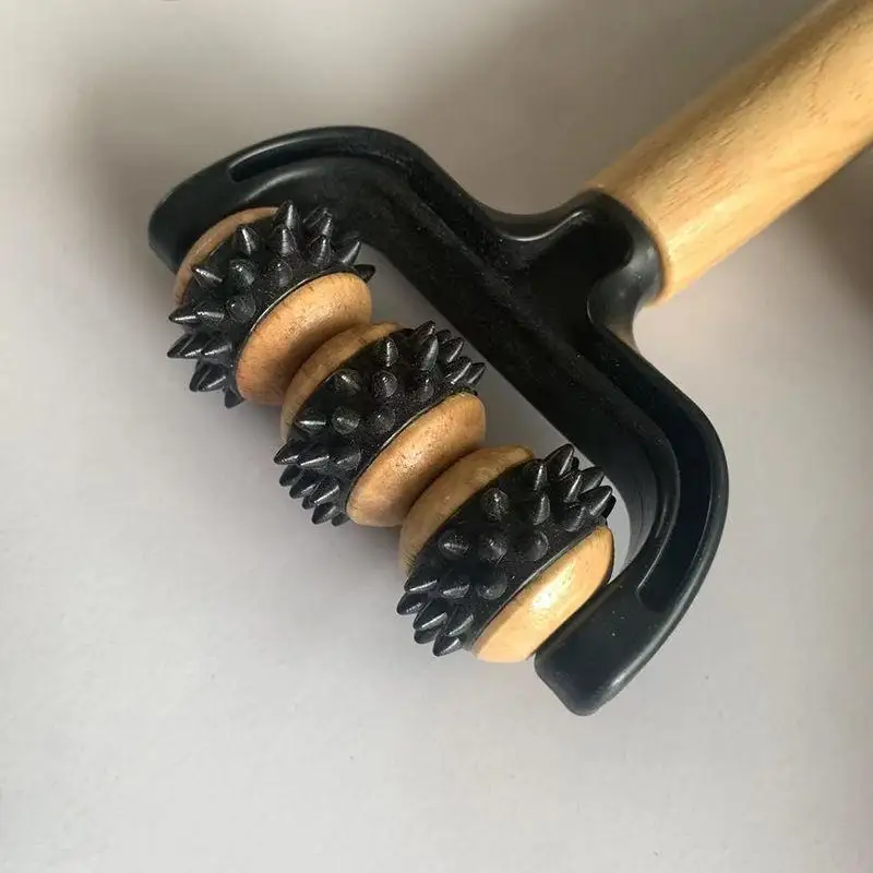 1 шт. ручной массажный ролик из массива дерева