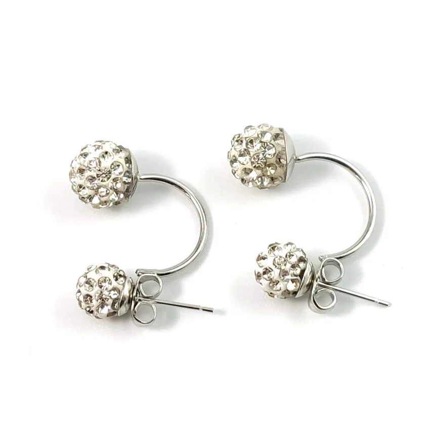 Серьги с посеребренными хрустальными шариками Корейская версия Изысканные
