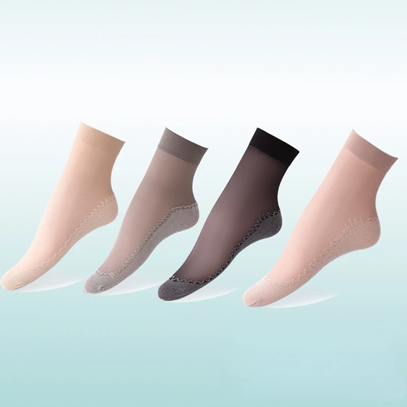 5 Pairs Summer Soft Silk Socks for Women Breathable Bottom Non-Slip Transparent Thin Socks Ladies Sandals Short Socks