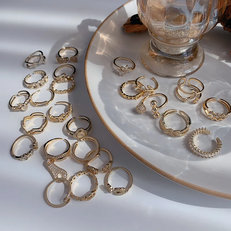

New INS wind opening adjustable copper plated ring lovely ring ring light luxury cold wind personality gift to love jewellery