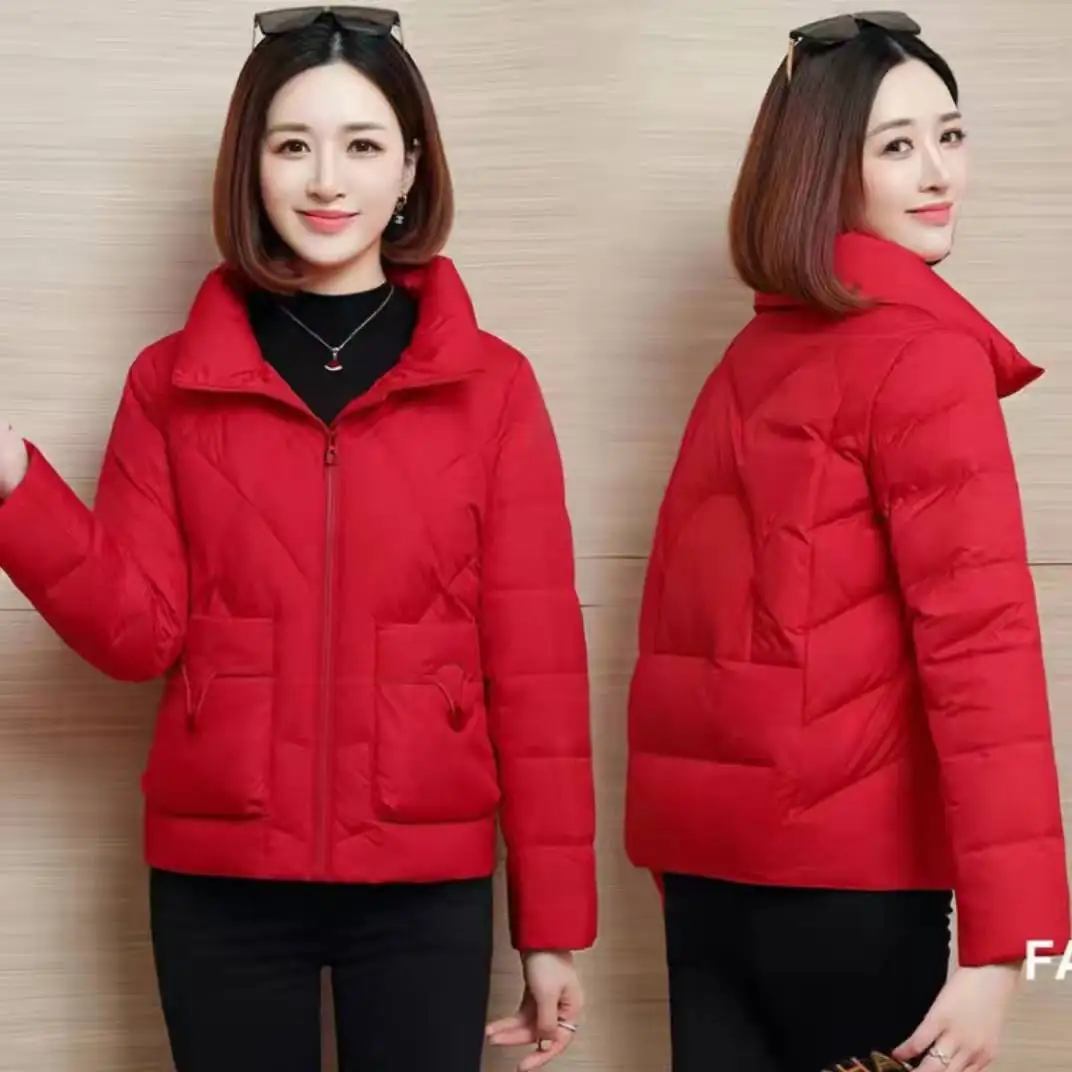 2023 New Down Cotton Jacket Women Fashion Short Slim Korean Casual Winter Coat Jackets Female Outerwear Parkas Overcoat C04