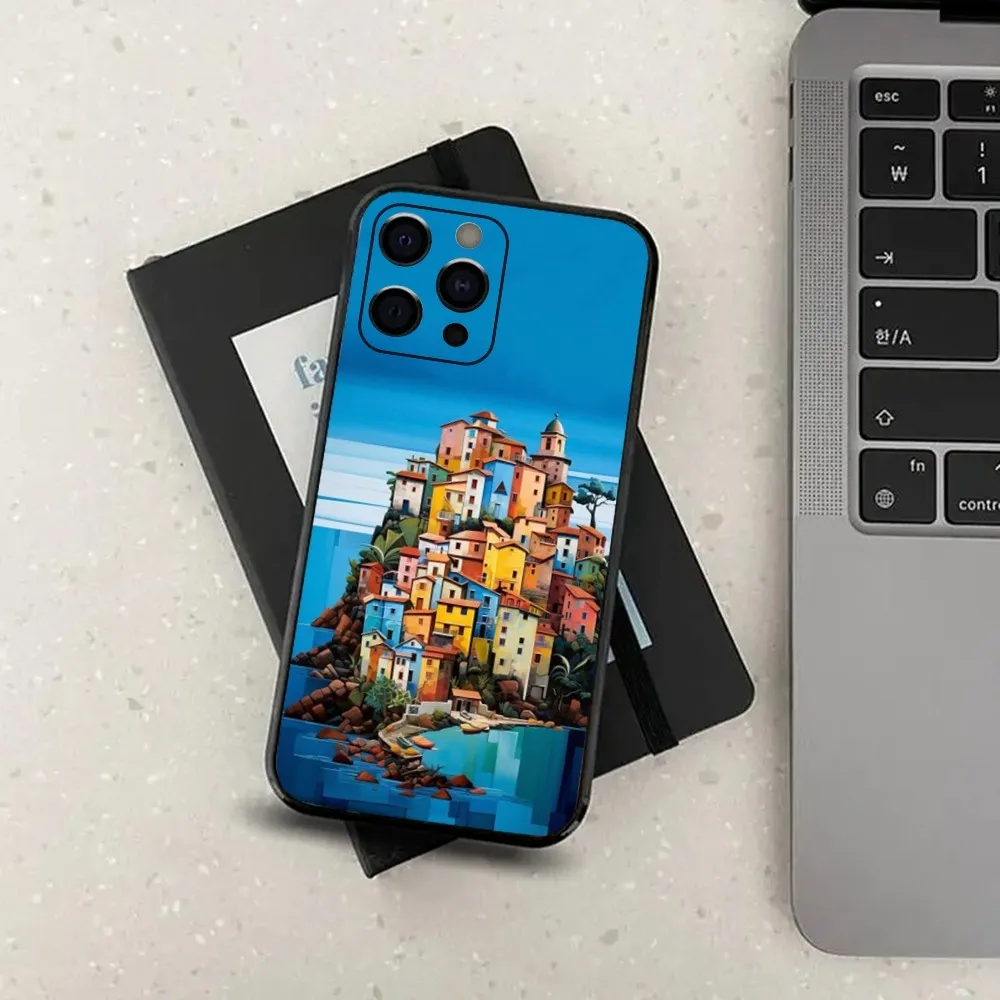 Чехол для телефона Travel italy Street Venice Apple iPhone 15 14 13 12 11 Pro X XS Max XR Plus Mini Soft Black Cover