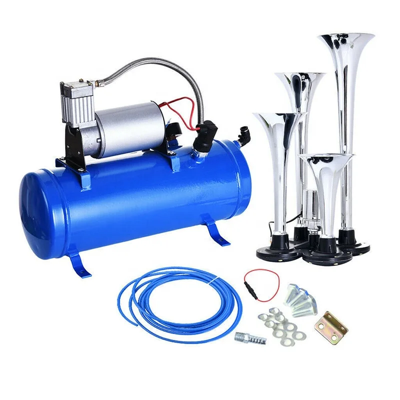 4 Trumpet Train Horn Kit For Car Truck Train Van 24v