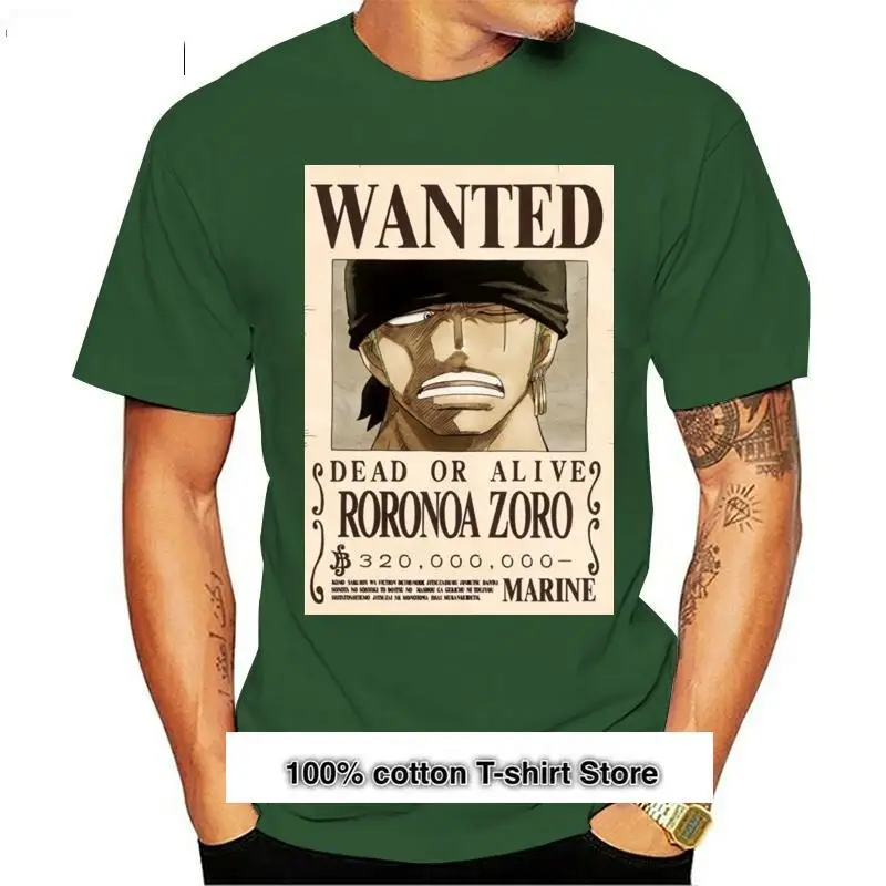 

Ropa de para hombre, camiseta de manga corta de Roronoa Zoro's Wanted Poster, color negro, azul marino, nueva camiseta de moda