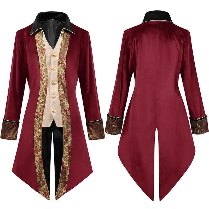 

Mens Steampunk Vintage Corduroy Tailcoat Jacket Gothic Victorian Frock Coat Uniform Halloween Costumes Men Velvet Tuxedo Jacket