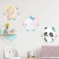 watercolor cartoon animals bear elephant panda wall stickers for kids room baby nursery room decoration elephant giraffe sticker