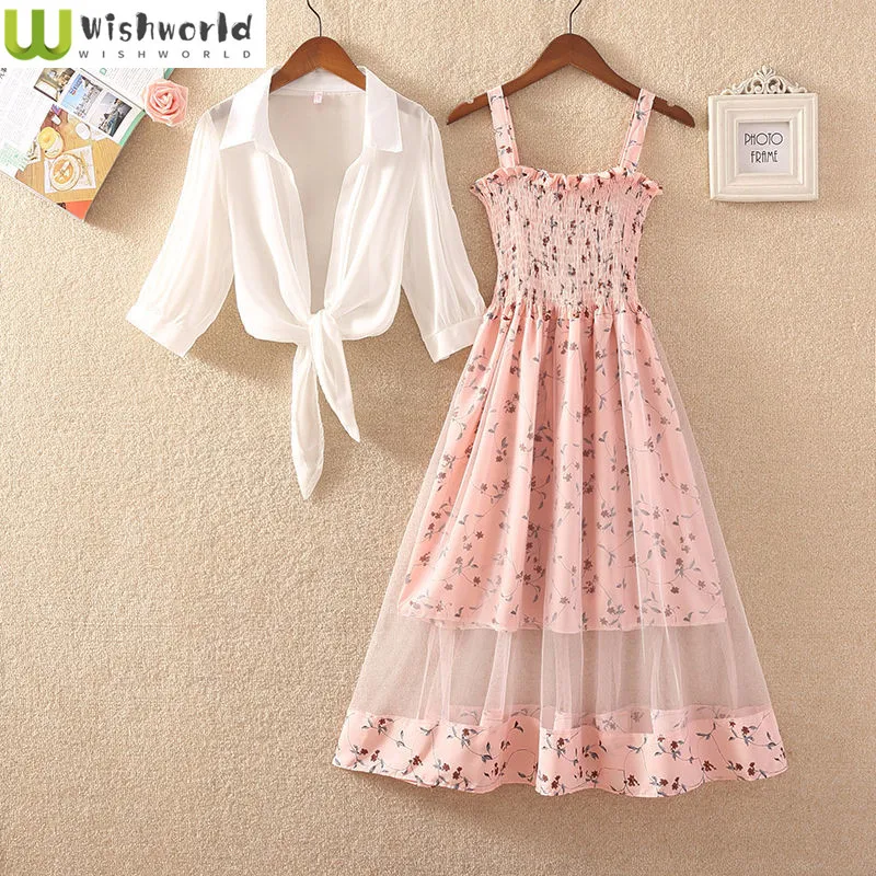 

Fashionable Women's Dress Set 2023 New Spring/Summer Korean Edition White Sunscreen Coat High Waist Fluffy Skirt Two Piece Set