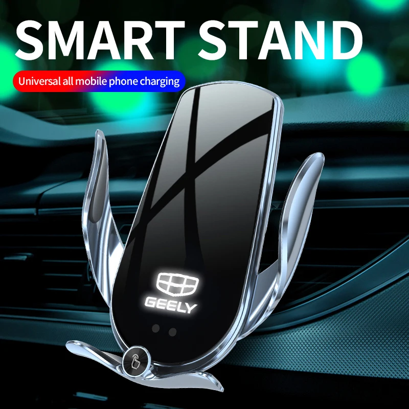 

Car Mobile Phone Holder clamp15W Wireless Charger For Geely Coolray Tugella Geometry C Atlas Pro Emblem Phone Bracket Accessorie