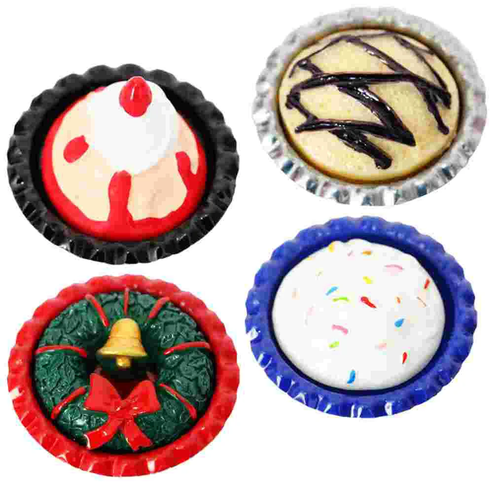 

4 Pcs Miniature Cake Mini Cupcakes Mini Dessert Model Mini House Cake Miniature Kitchen Food Chocolate
