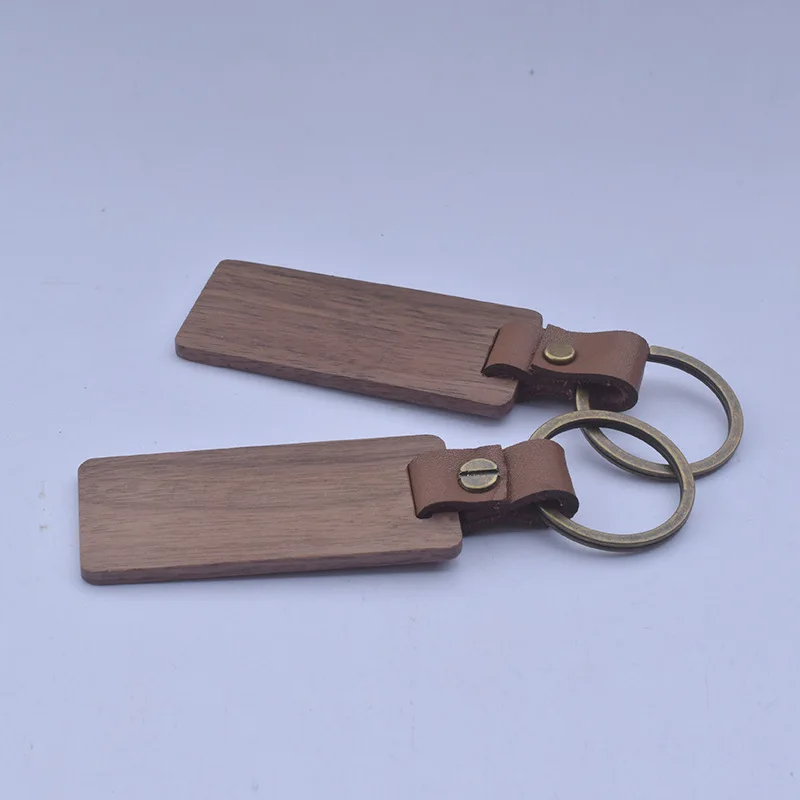 

60Pcs Wooden Keychain Rectangular Car Key Ring Pendant Bag Ornaments Accessories Party Souvenir Gifts